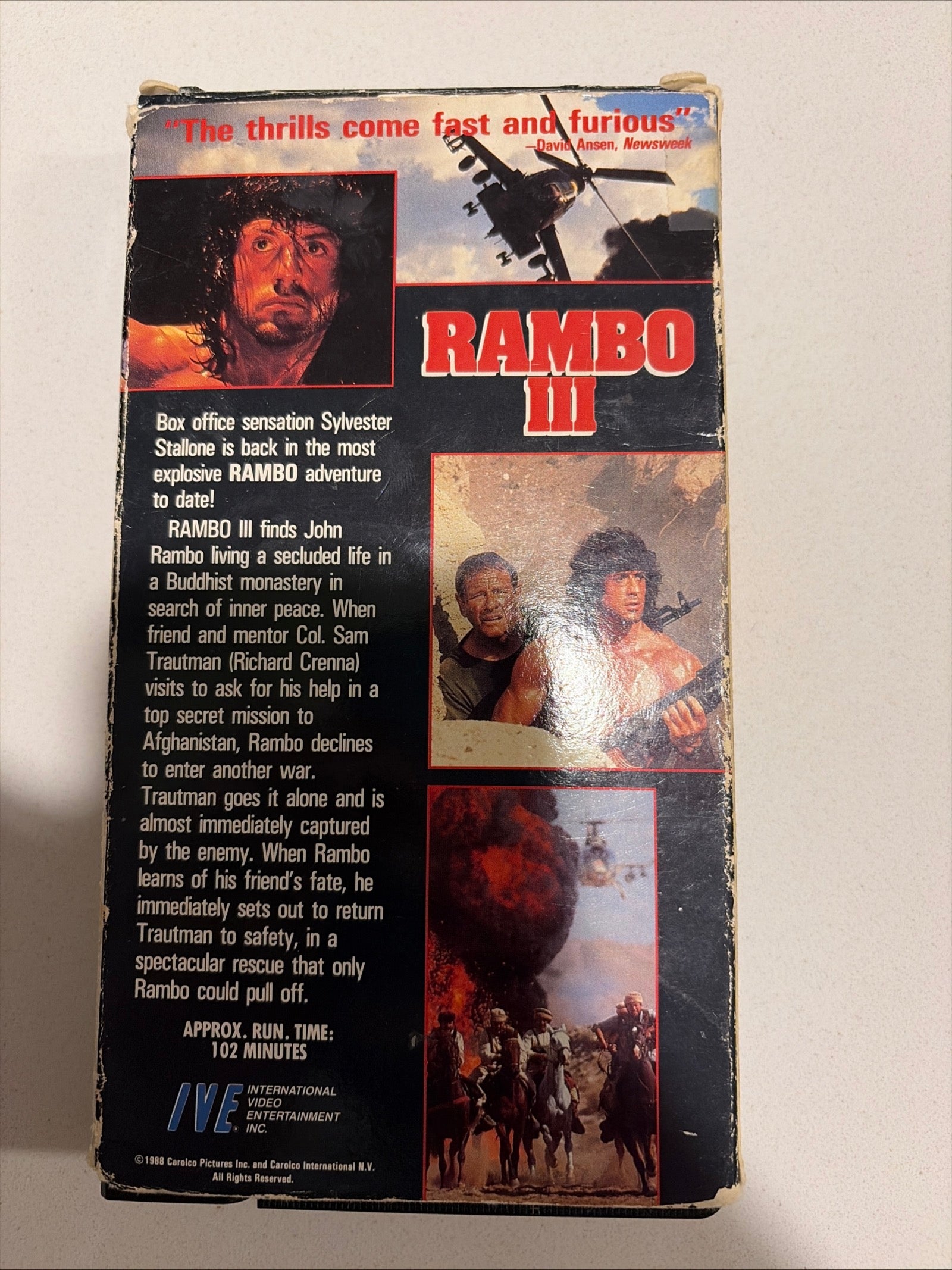 Rambo III 3 (VHS, 1988) Sylvester Stallone Action Vintage Tape